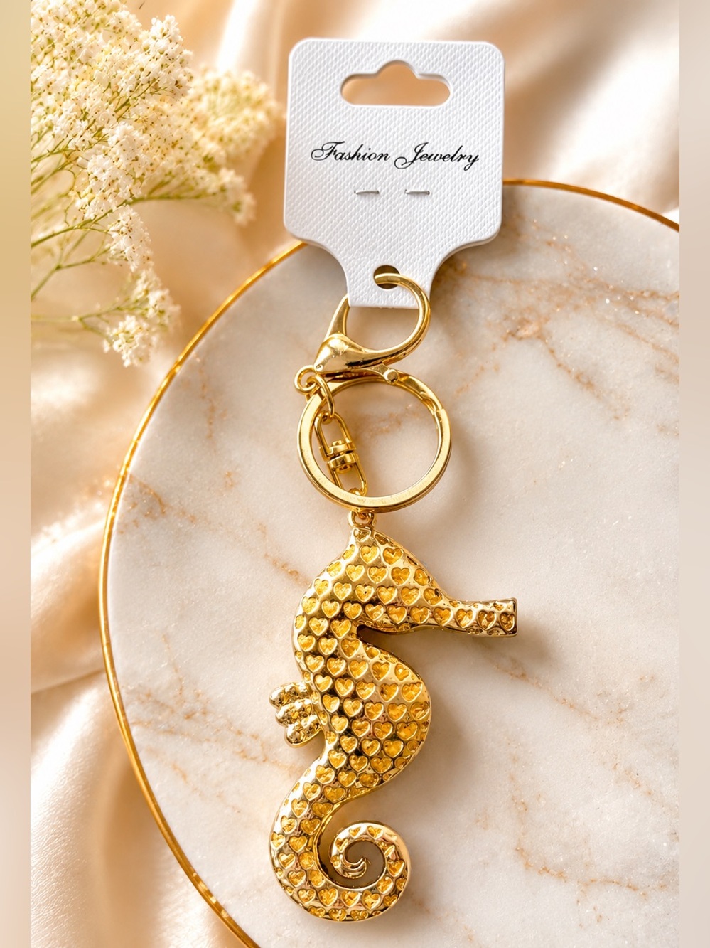 Coastal Beach Rhinestone Seahorse Bag Charm/Keychain. Brand new! - Picture 2 of 4